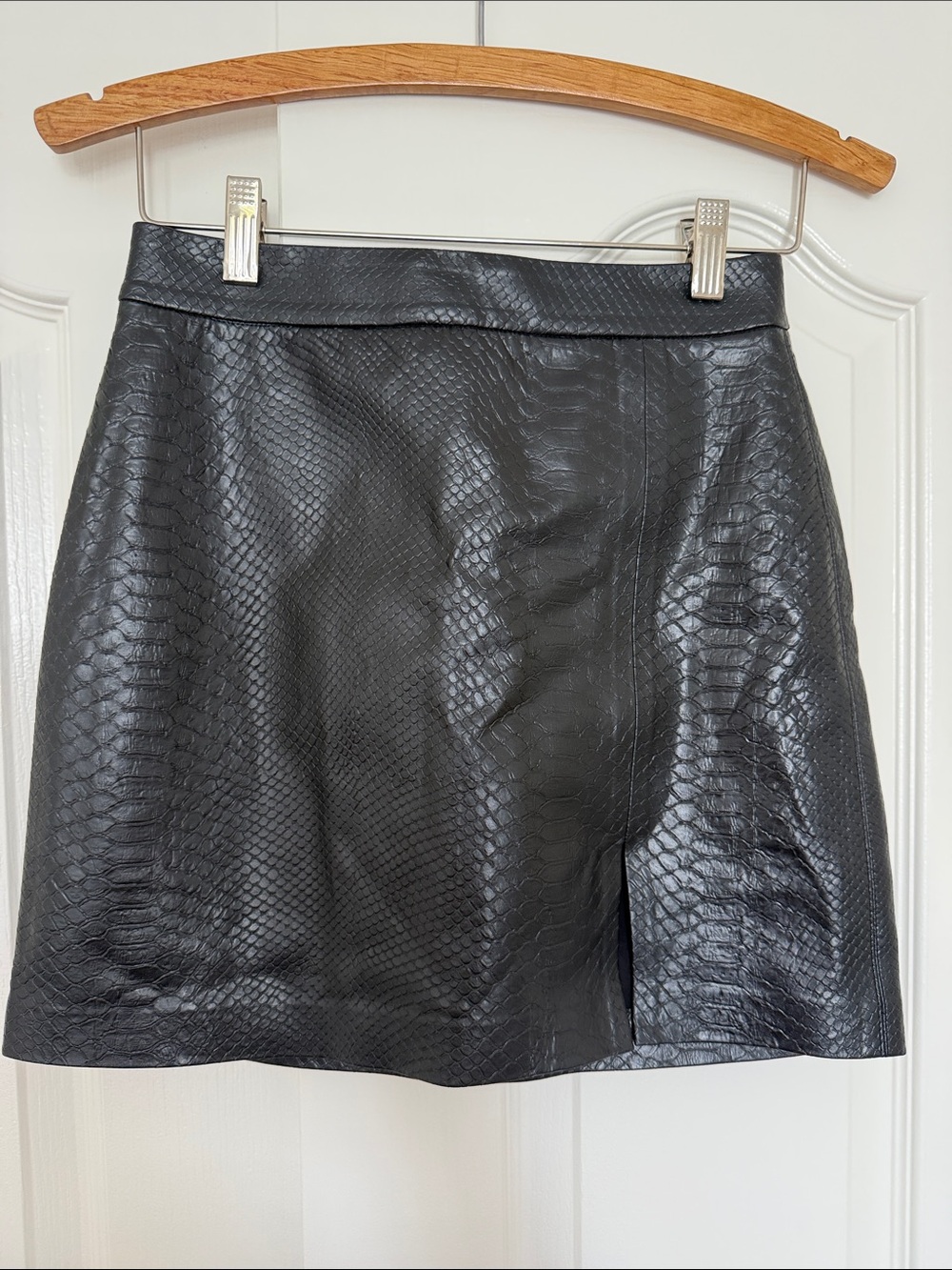 Black Faux- snake skin mini skirt
